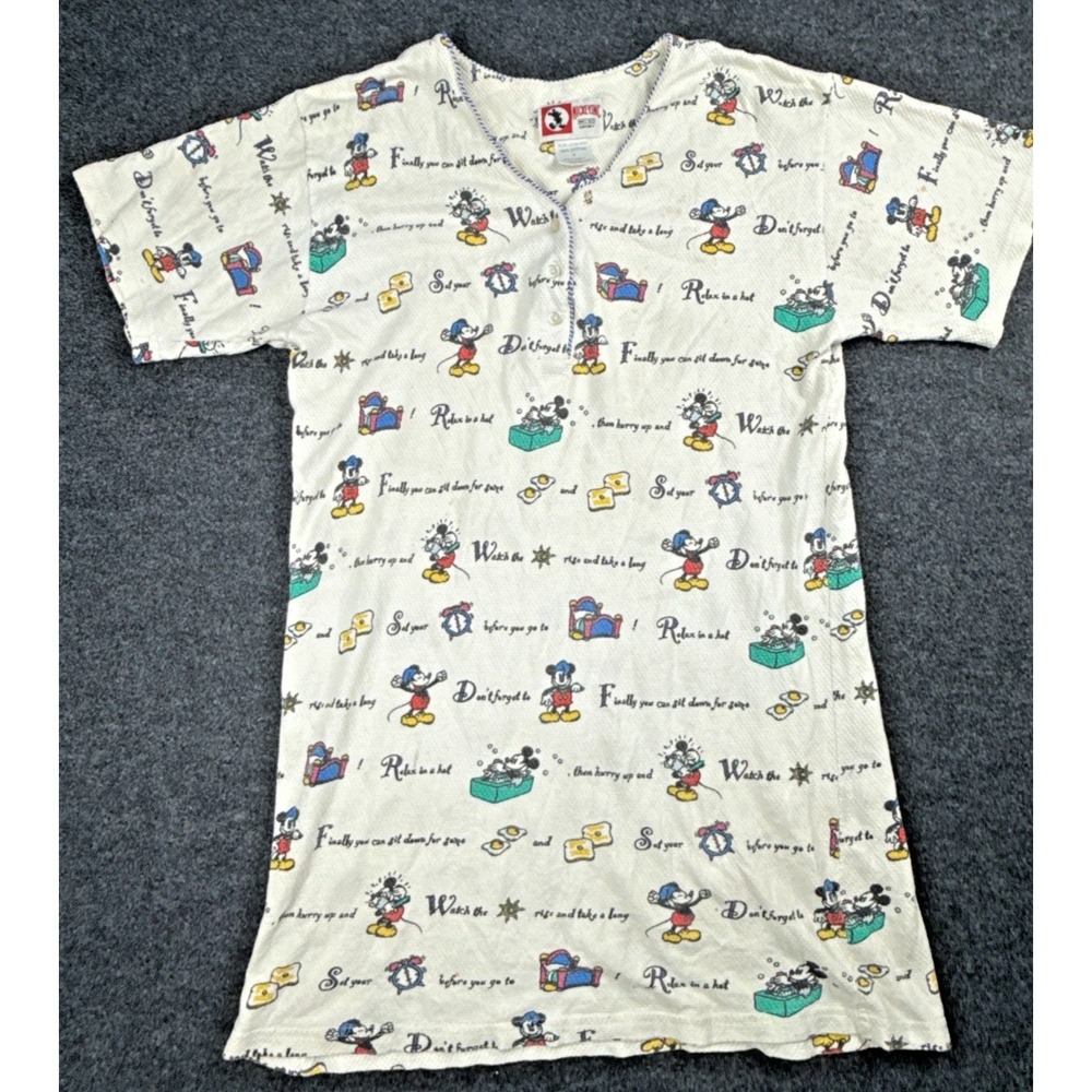 Vintage Mickey Inc Disney Women's Small Sleep Pajama Shirt White Print